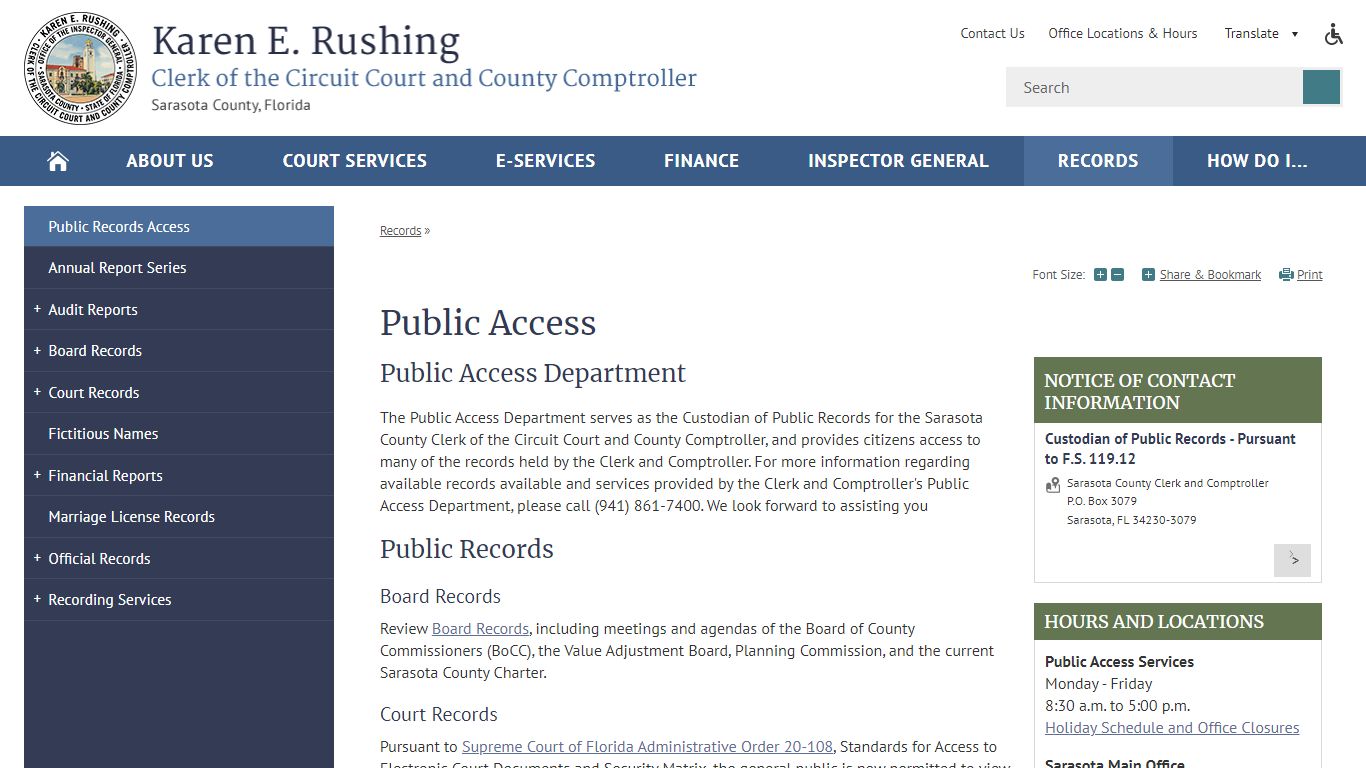 Public Access | Sarasota Clerk and Comptroller