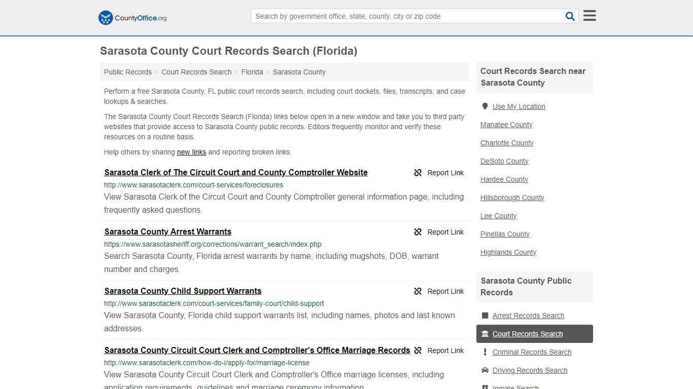 Sarasota County Court Records Search (Florida) - County Office